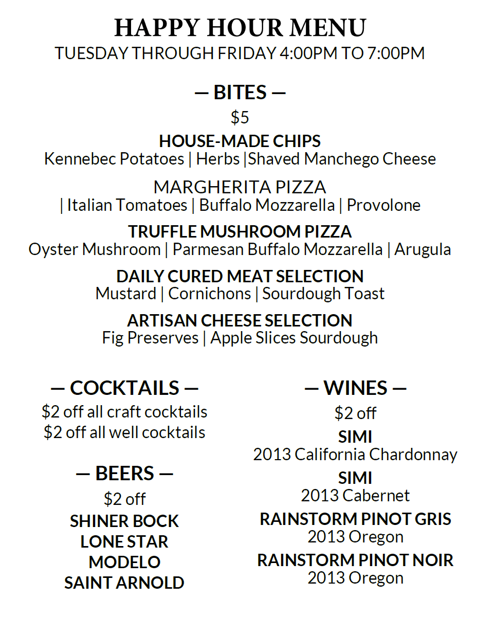 Happy Hour Menu